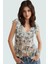 Yazlık Kolsuz Şifon Bluz V Yaka Çiçek Desenli Polyester Kumaş Premium Kalite Yüksek 1