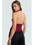 Fitted Kalıp Viskoz Ribana Crop Bluz Boyundan Bağlamalı Yaka Günlük Stil 1