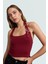 Fitted Kalıp Viskoz Ribana Crop Bluz Boyundan Bağlamalı Yaka Günlük Stil 2
