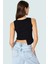 Asimetrik Crop Bluz Pamuklu Örme Fitted Bisiklet Yaka Rahat ve Şık Kullanım 3