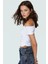 Asimetrik Yaka Basic Crop Bluz Örme Pamuklu Kumaş Yazlık Günlük Kombin Trend Tasarım 1