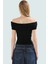 Kısa Kollu Fitted Bluz Carmen Yaka Viskoz Ribana Kumaş Günlük Kullanım Için Konforlu Kesim 3