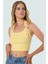 Fitted Kalıp Viskoz Ribana Crop Bluz Boyundan Bağlamalı Yaka Günlük Stil 1