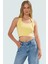 Fitted Kalıp Viskoz Ribana Crop Bluz Boyundan Bağlamalı Yaka Günlük Stil 2