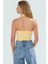 Fitted Kalıp Viskoz Ribana Crop Bluz Boyundan Bağlamalı Yaka Günlük Stil 3