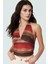 Vücuda Oturan Boyundan Bağlamalı Crop Bluz Polyester Elastan Sandy Dokuma Yüksek Kalite 2