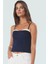 Ince Askılı Denim Crop Bluz Fitted Kalıp Kalp Yaka Stretch Yazlık Şık Görünüm Özel Tasarım 1