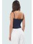 Ince Askılı Denim Crop Bluz Fitted Kalıp Kalp Yaka Stretch Yazlık Şık Görünüm Özel Tasarım 3