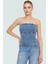 Straplez Denim Bluz Fitted Kalıp Stretch Kumaş Yazlık Yüksek Kalite Rahat Kullanım 2