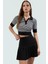 Rejenere Kaşkorse Crop Bluz Çizgili Polo Yaka Fitted Yazlık Konforlu Kesim Özenle Seçilmiş 2