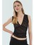 Siyah Dantel Crop Bluz – V-Yaka, Biyeli ve Elastik 1