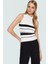 Renk Bloklu Kolsuz Triko Bluz Rahat Kalıp Polyester Yazlık Modern Stil Şık Görünüm Uzun Ömürlü 2