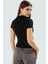 Viskoz Ribana Örme Bluz Crop Polo Yaka Fitted Rahat Kullanım Premium Kalite Modern Stil 3