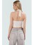 Vücuda Oturan Boyundan Bağlamalı Crop Bluz Polyester Elastan Sandy Dokuma Yüksek Kalite 3