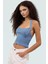 Fitted Kalıp Viskoz Ribana Crop Bluz Boyundan Bağlamalı Yaka Günlük Stil 2