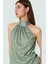Kadın Yazlık Bluz Halter Yaka Pilise Dokuma Regular Kalıp Polyester Kumaş 2