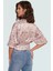 Çiçek Desenli Saten Bluz; Kadın Crop Düğmeli; 100% Polyester Dayanıklı Malzeme Şık Görünüm 3
