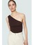 Fitted Tek Omuz Bluz Esnek Örme Crop Boy Modern Stil Premium Kalite Seçkin Malzeme 1