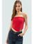 Fitted Straplez Crop Bluz Yan Fermuar Asimetrik Kesim Polyester Kumaş Profesyonel Görünüm 2