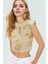 Yazlık Casual Pamuklu Crop Bluz Fitted Kesim Altın Varaklı Dijital Baskı Modern Stil Premium Kalite 1
