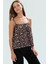 Yazlık Kadın Terrycotton Crop Bluz Ince Askılı Leopar Desenli Oversize Şık Görünüm 2
