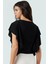 Örme Crop Bluz Bisiklet Yaka Fırfırlı Kollar Rahat Kalıp ve Şık Konforlu Kesim 3