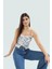 Ince Askılı Fitted Crop Bluz Çiçek Desenli Dokuma Kumaş Günlük Tarz Rahat ve Şık 1