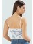 Ince Askılı Fitted Crop Bluz Çiçek Desenli Dokuma Kumaş Günlük Tarz Rahat ve Şık 3