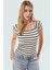 Çizgili Fitted Crop Bluz Vücut Hatlarını Vurgular Yazlık Günlük Kullanım Için 2