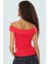 Fitted Crop Bluz Renk Carmen Yaka 97% Viskoz Yazlık Şık Görünüm Uzun Ömürlü 3