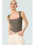 Kadın Yazlık Crop Bluz %100 Polyester Fitted Kalıp Kare Yaka Dayanıklı Malzeme Mükemmel Uyum 2