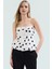 Kolsuz Terrycotton Bluz Puantiyeli Desen Fitted Kalıp Yazlık Konforlu Kesim 1