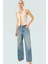 Fitted Crop Bluz Renk Poliviskon Kaşkorse V Yaka Yarım Pat Düğme Seçkin Malzeme 4
