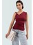 Pamuklu Elastanlı Bluz Asimetrik Yaka Büzgü Detay Rahat Kalıp Dayanıklı Malzeme 2
