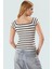 Çizgili Fitted Crop Bluz Vücut Hatlarını Vurgular Yazlık Günlük Kullanım Için 3