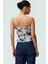 Ince Askılı Çiçekli Crop Bluz Rahat Şık ve Yazlık Polyester Örme Modern Stil Yüksek Kalite 3