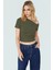 Asimetrik Yaka Basic Crop Bluz Örme Pamuklu Kumaş Yazlık Günlük Kombin Trend Tasarım 2
