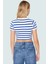 Rahat Viskoz Ribana Kumaş Çizgili Crop Bluz Fitted Günlük Stil Trend Tasarım Konforlu Kesim 3