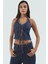 Denim Crop Bluz Halter Yaka Fitted 100 Pamuk Yazlık Dayanıklı Malzeme Yüksek Kalite 2
