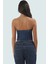 Denim Crop Bluz Halter Yaka Fitted 100 Pamuk Yazlık Dayanıklı Malzeme Yüksek Kalite 3