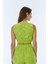 Walk In Love Geometrik Fistolu Fileli Belden Lastikli Kolsuz Yazlık Spor Crop Bluz Fosfor Neon 4