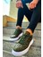 J209 Vimini Ortopedik Taban Günlük Cilt Erkek Sneaker Spor Ayakkabı Cbt Haki 2