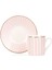 Çizgi Desenli 2 Kişilik Porselen Kahve Fincan Takımı, Pembe Beyaz, 90 ml 2