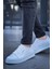 J2401 Ortopedik Taban Günlük Cilt Erkek Sneaker Spor Ayakkabı Cbt Beyaz 3