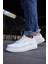 J073 Flatline Ortopedik Taban Günlük Cilt Erkek Sneaker Spor Ayakkabı Cbt Beyaz 3