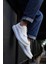 J073 Flatline Ortopedik Taban Günlük Cilt Erkek Sneaker Spor Ayakkabı Cbt Beyaz 4