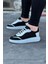 J019 Bağcıklı Ortopedik Taban Triko Erkek Sneaker Günlük Ayakkabı Bt Siyah/beyaz 1