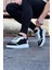 J019 Bağcıklı Ortopedik Taban Triko Erkek Sneaker Günlük Ayakkabı Bt Siyah/beyaz 2