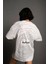 Kadın Bisiklet Yakalı Sırt Baskılı Oversize T-Shirt - Beyaz 1