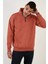 Oversize Yarım Farmuarlı Yakalı Basic Sweatshirt - Gül Kurusu 3